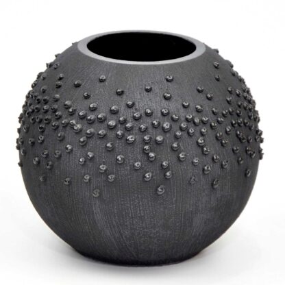 Black Glass Vase for Flowers | Painted Art Glass Round Bubble Vase | Interior Design Home Room Decor | Table black vase 6 inch | 5578/180/sh150.4 - Image 2