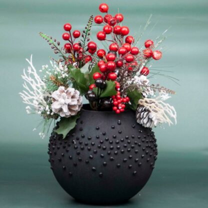 Black Glass Vase for Flowers | Painted Art Glass Round Bubble Vase | Interior Design Home Room Decor | Table black vase 6 inch | 5578/180/sh150.4 - Image 3