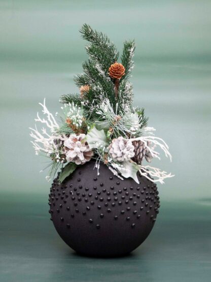 Black Glass Vase for Flowers | Painted Art Glass Round Bubble Vase | Interior Design Home Room Decor | Table black vase 6 inch | 5578/180/sh150.4 - Image 4