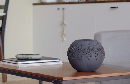 Black Glass Vase for Flowers | Painted Art Glass Round Bubble Vase | Interior Design Home Room Decor | Table black vase 6 inch | 5578/180/sh150.4 - Image 5