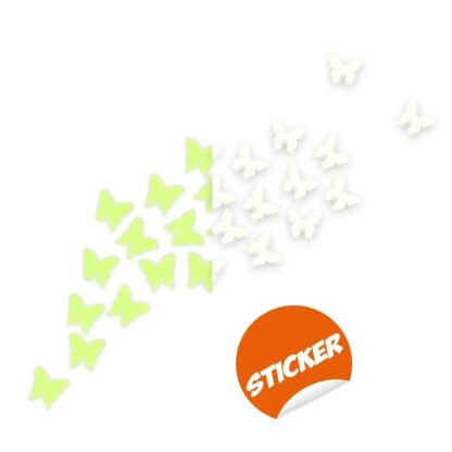 24x The Flying Butterfly Glow At Night Decal - Glowing Vinyl In Dark Sticker Butterflies - Art Wall Elements Of Nature Illustration Decor - Image 2