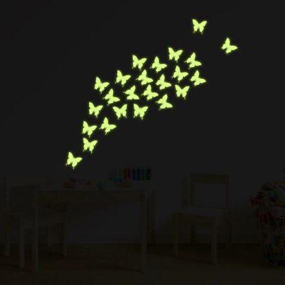 24x The Flying Butterfly Glow At Night Decal - Glowing Vinyl In Dark Sticker Butterflies - Art Wall Elements Of Nature Illustration Decor - Image 4