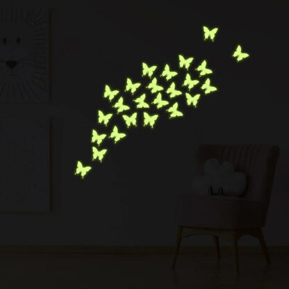 24x The Flying Butterfly Glow At Night Decal - Glowing Vinyl In Dark Sticker Butterflies - Art Wall Elements Of Nature Illustration Decor - Image 9