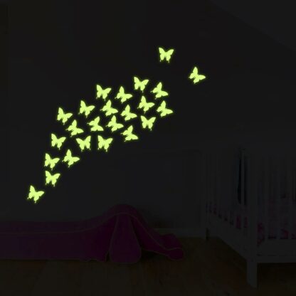 24x The Flying Butterfly Glow At Night Decal - Glowing Vinyl In Dark Sticker Butterflies - Art Wall Elements Of Nature Illustration Decor - Image 10