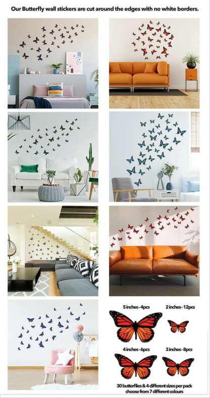 30 autocollants de décoration murale papillon - Image 2