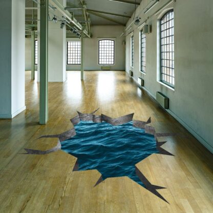3d Effect Blue Sea Wall Sticker - Porthole View Floor Art Decor Ocean Printed Vinyl Decal - Stick Photo Water Gift Hole Mural - Image 6