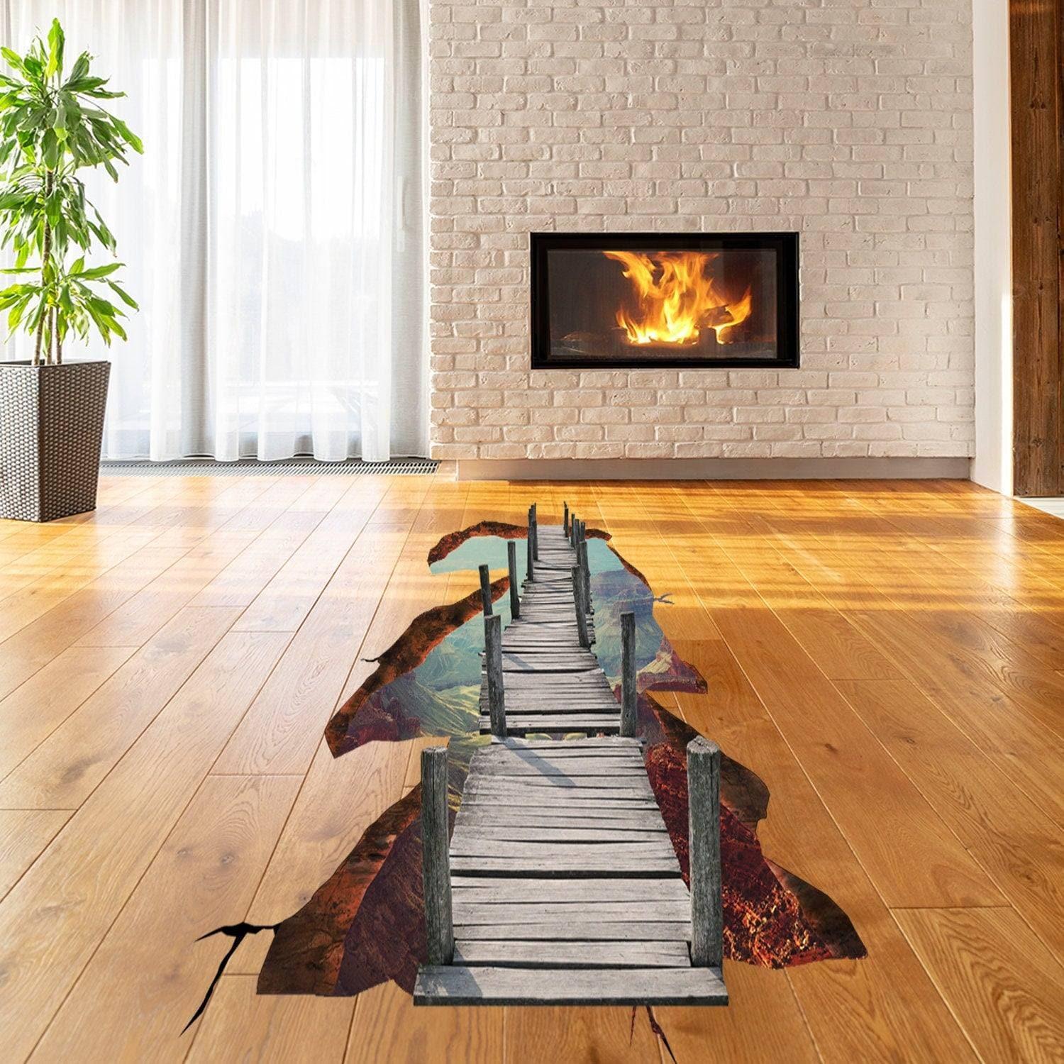 3d Space Bridge Floor Vinyl Decal - Bathroom Living Room Flooring Galaxy Decals Stick Peel Decor Stickers Decoration Kids Classroom Sticker - Image 10