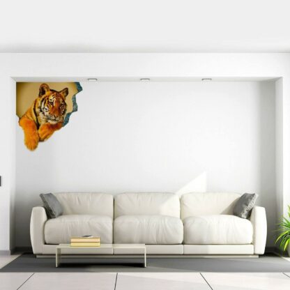 3d Tiger Sticker - Tiger Porthole Decoration Wall Decal For Bedroom- Boy Room Optical Illusion Of Crack - The Peel And Stick Kid Art - Image 9