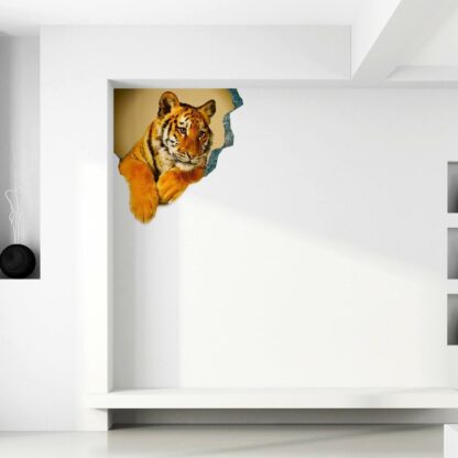 3d Tiger Sticker - Tiger Porthole Decoration Wall Decal For Bedroom- Boy Room Optical Illusion Of Crack - The Peel And Stick Kid Art - Image 10