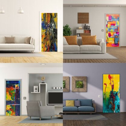 3d Door Cover Sticker - Abstract Wallpaper Front Door Mural Wall Decal - Removable Peel Stick Interior Covering Wrap Decor Vinyl For Doors
