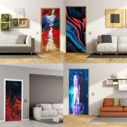 3d Door Cover Sticker - Abstract Wallpaper Front Door Mural Wall Decal - Removable Peel Stick Interior Covering Wrap Decor Vinyl For Doors - Image 4