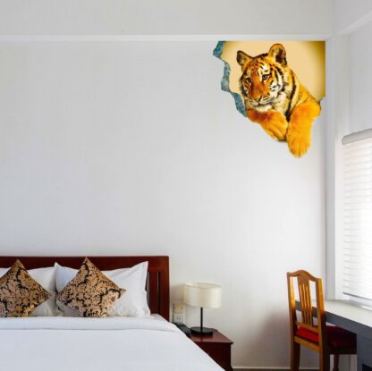 3d Tiger Sticker - Tiger Porthole Decoration Wall Decal For Bedroom- Boy Room Optical Illusion Of Crack - The Peel And Stick Kid Art - Image 7