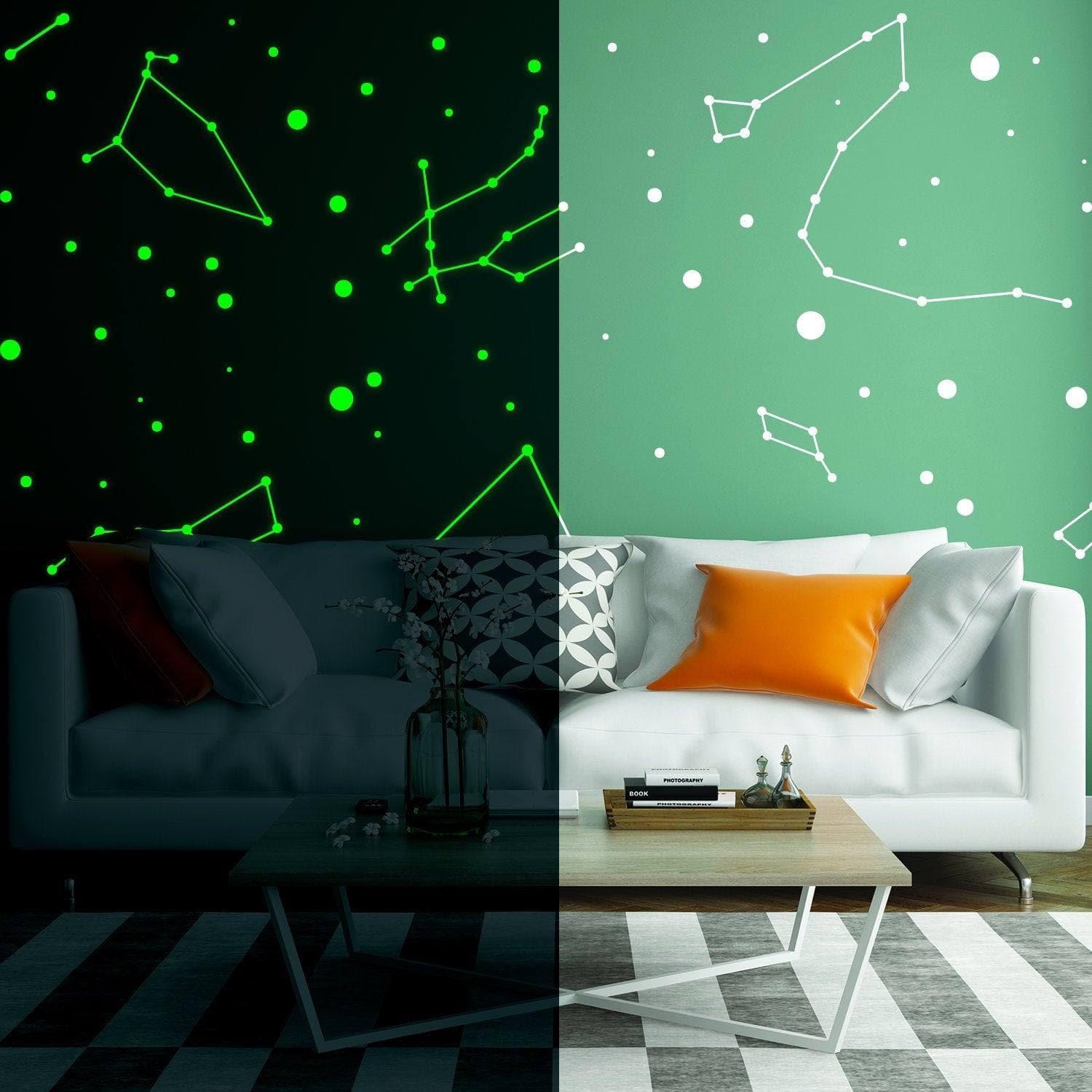 225x Glow In Dark Zodiac Star Wall Sticker - Nursery Ceiling Glowing Vinyl Luminous Decor Decal - Bedroom Fluorescent Luminescent Art - Image 5