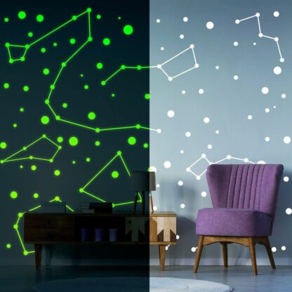 225x Glow In Dark Zodiac Star Wall Sticker - Nursery Ceiling Glowing Vinyl Luminous Decor Decal - Bedroom Fluorescent Luminescent Art - Image 7