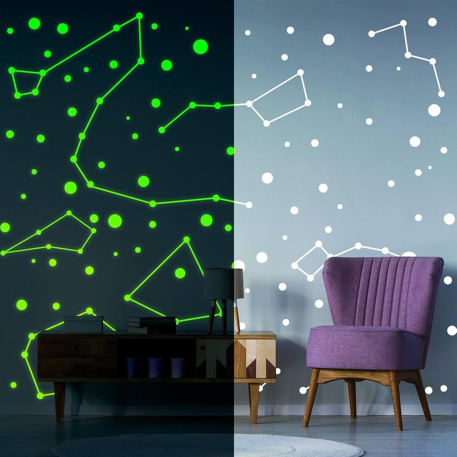 225x Glow In Dark Zodiac Star Wall Sticker - Nursery Ceiling Glowing Vinyl Luminous Decor Decal - Bedroom Fluorescent Luminescent Art - Image 7