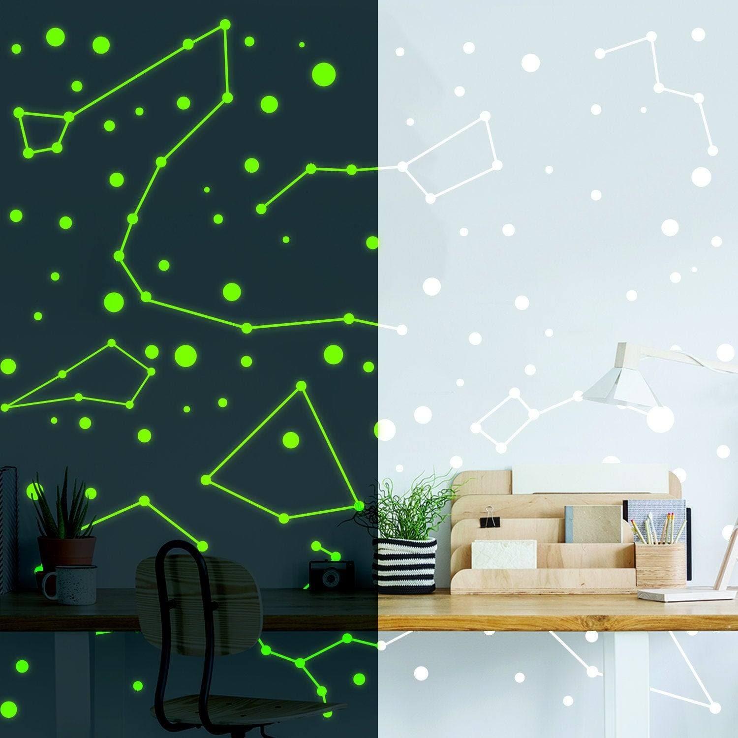 225x Glow In Dark Zodiac Star Wall Sticker - Nursery Ceiling Glowing Vinyl Luminous Decor Decal - Bedroom Fluorescent Luminescent Art