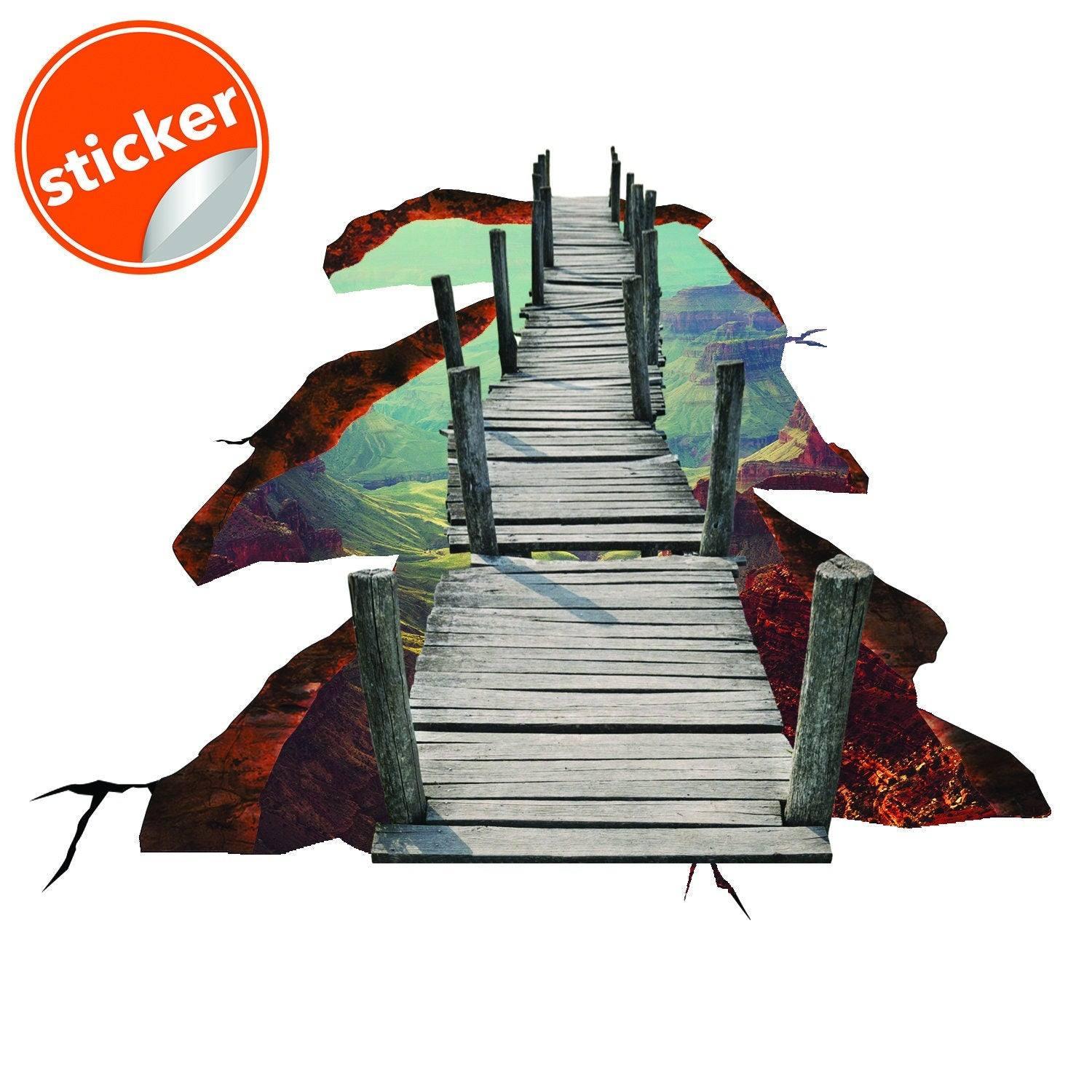 3d Space Bridge Floor Vinyl Decal - Bathroom Living Room Flooring Galaxy Decals Stick Peel Decor Stickers Decoration Kids Classroom Sticker - Image 2
