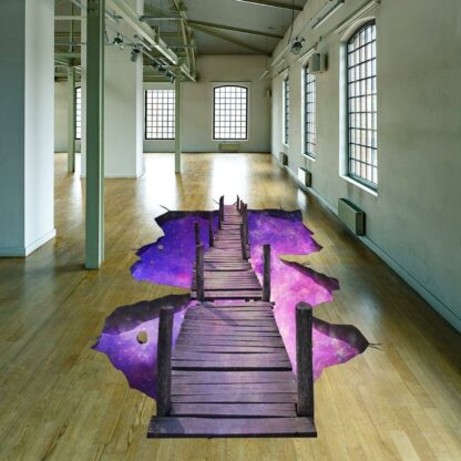 3d Space Bridge Floor Vinyl Decal - Bathroom Living Room Flooring Galaxy Decals Stick Peel Decor Stickers Decoration Kids Classroom Sticker - Image 6