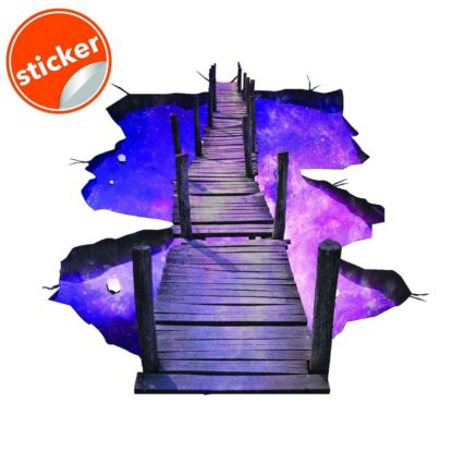 3d Space Bridge Floor Vinyl Decal - Bathroom Living Room Flooring Galaxy Decals Stick Peel Decor Stickers Decoration Kids Classroom Sticker - Image 2
