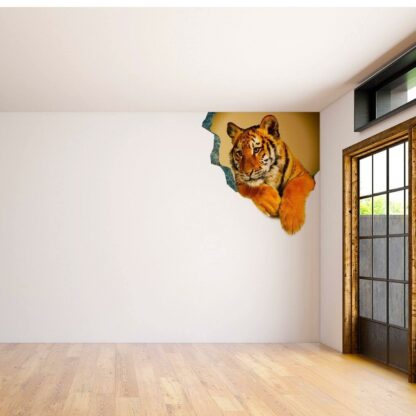 3d Tiger Sticker - Tiger Porthole Decoration Wall Decal For Bedroom- Boy Room Optical Illusion Of Crack - The Peel And Stick Kid Art