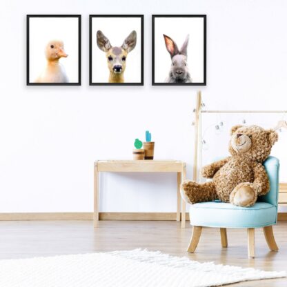 3x Baby Animals Posters Set - Nursery Kids Room Decor Cute Animal Wall Picture Poster Print - Boy Girl Decorations Art Pictures Prints - Image 2