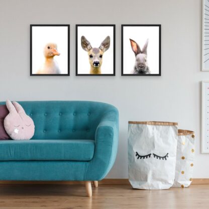 3x Baby Animals Posters Set - Nursery Kids Room Decor Cute Animal Wall Picture Poster Print - Boy Girl Decorations Art Pictures Prints - Image 4