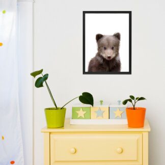 Baby Bear Poster Wall Print - Nursery Art Decor Cute Forest Animal Picture - Kid Boy Room Decoration Large Grizzly Photo Paper